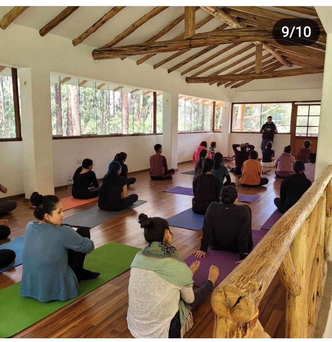 Participants at a yoga session